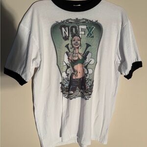 NOFX Graphic Ringer Tee in White and Black